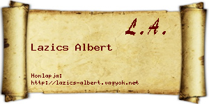 Lazics Albert névjegykártya